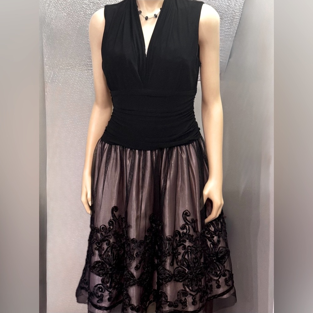 SLNY Black and Purple Maxi Dress NwOT